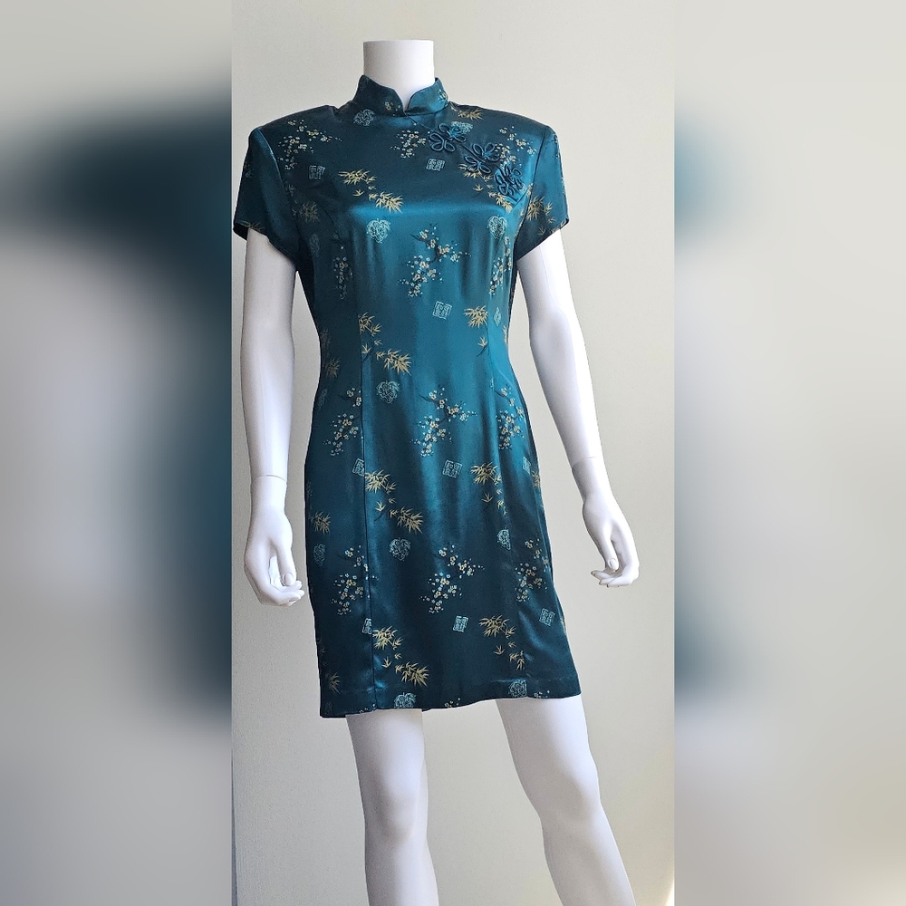 Oriental Style Dress, Teal, sz 9/10,